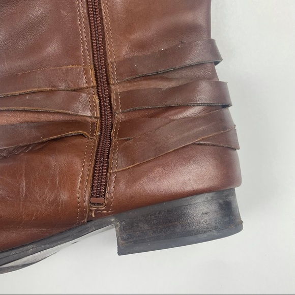 Audrey Brook brown Leather Zip Up Riding High Boots Size 8M - Picture 6 of 14